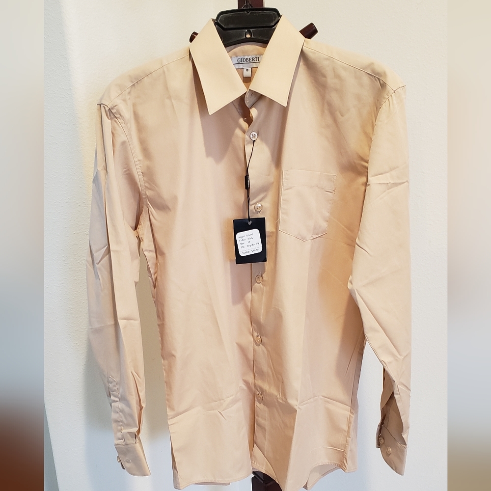 Gioberti men's dress shirt, beige - Size 18